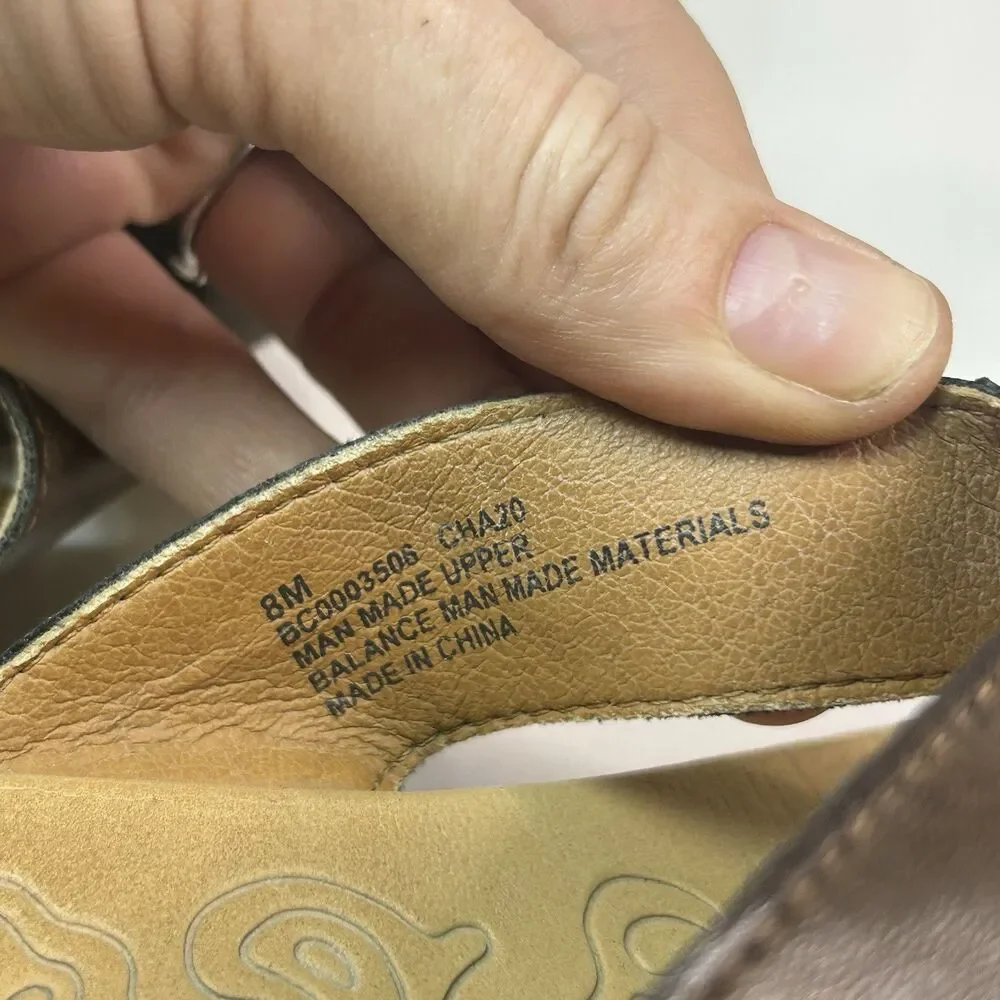 BOC Sandals Womens 8M Thong Flip Flops  Brown Faux Leather Casual - Picture 6 of 8